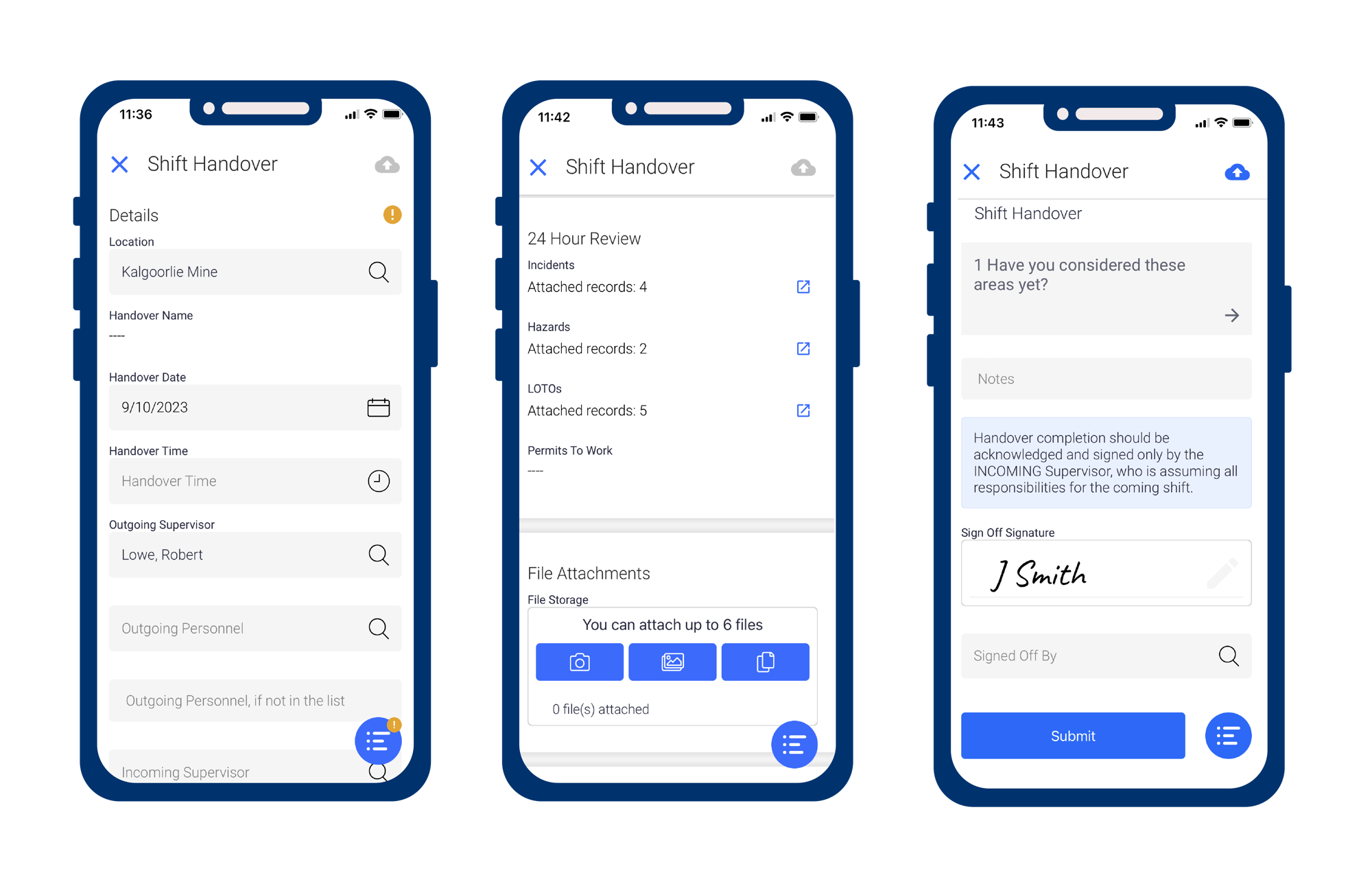 Shift Handover on Mobile