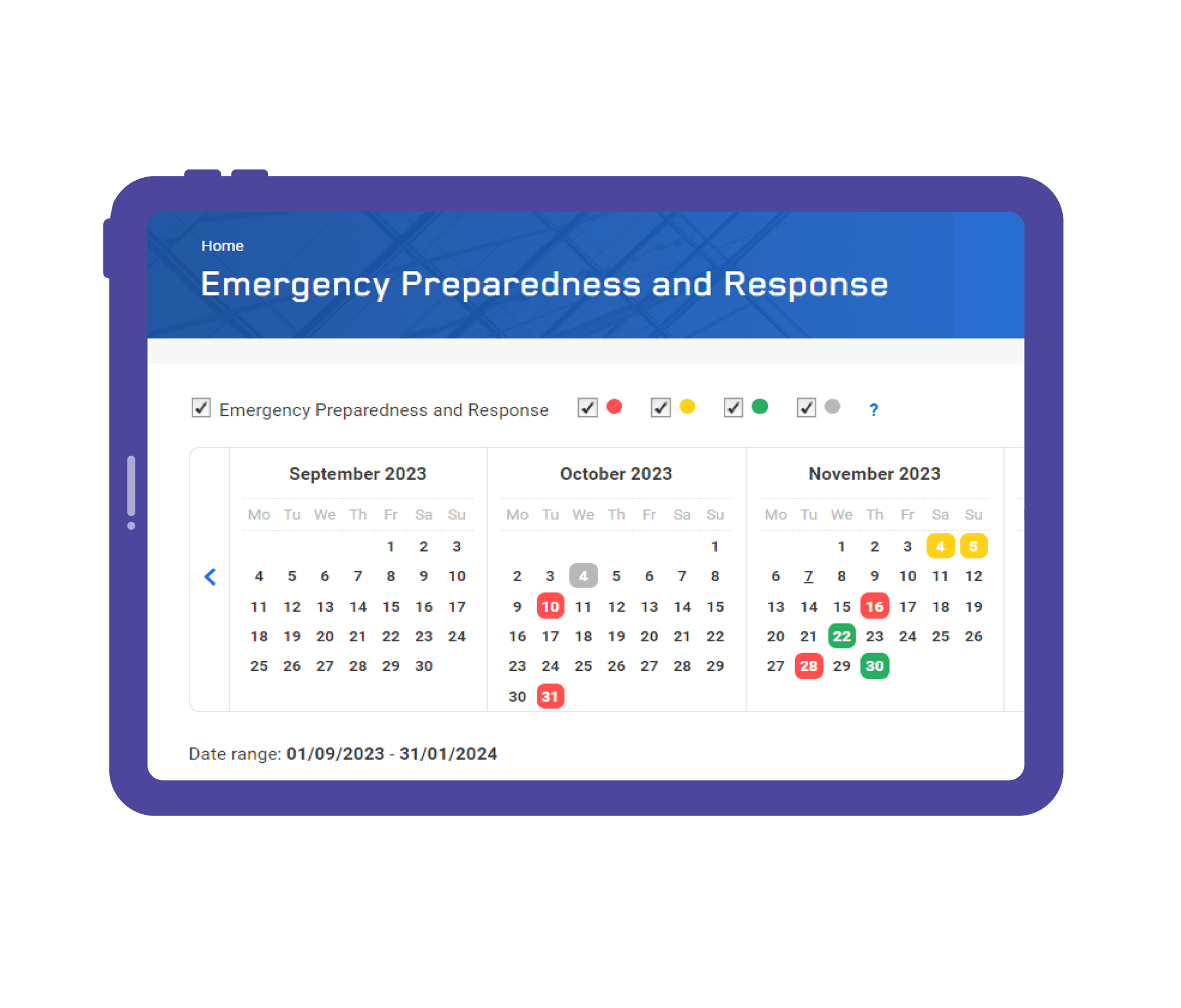 Emergency Response Calendar