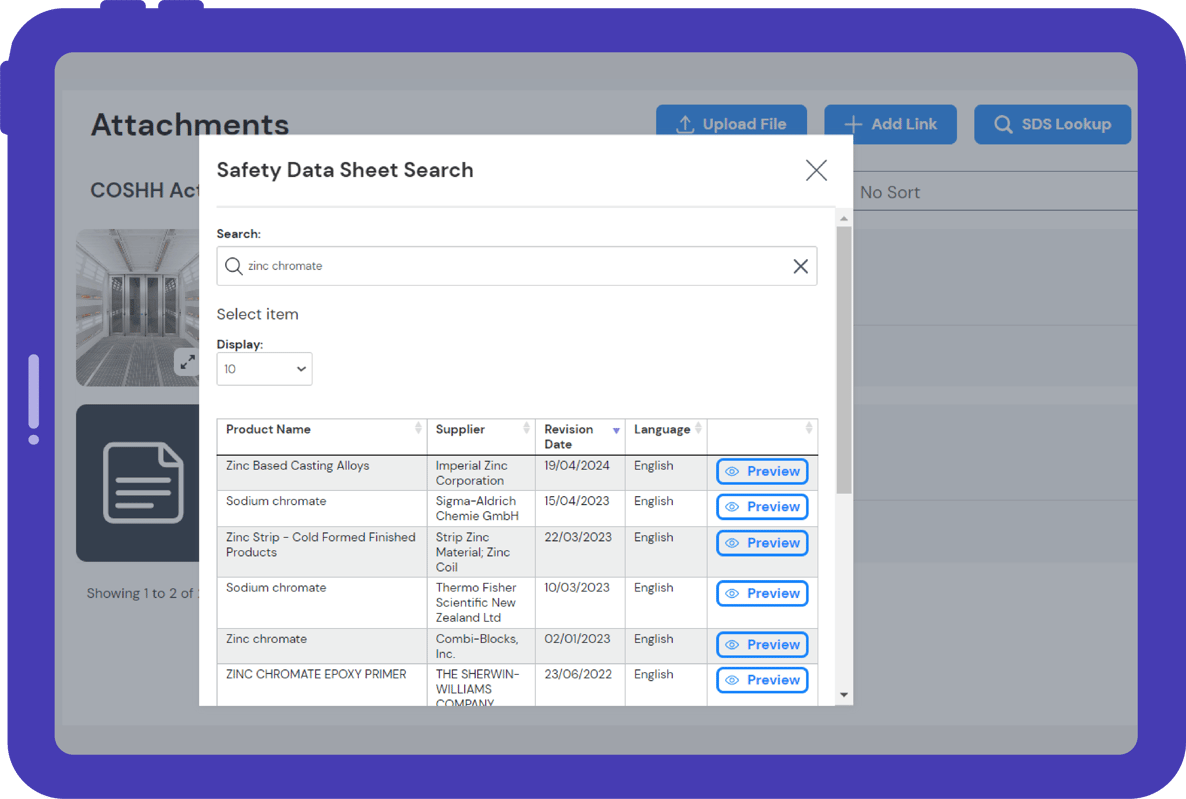 Mobile view of Safety Data Sheet Search