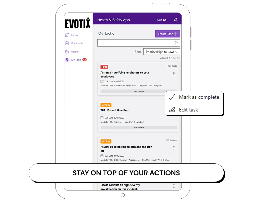 Evotix Assure streamlines EHS action management