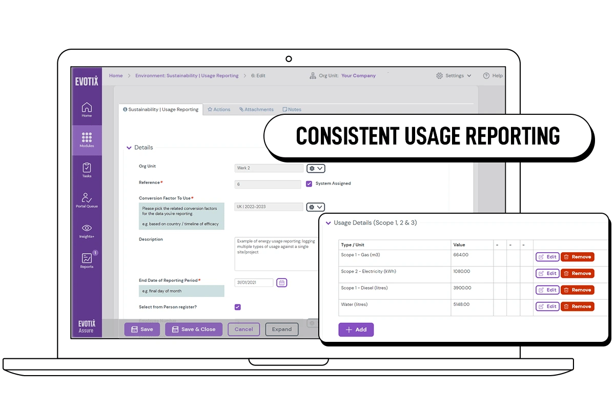 Report all ESG usage through ehs management software, Assure.