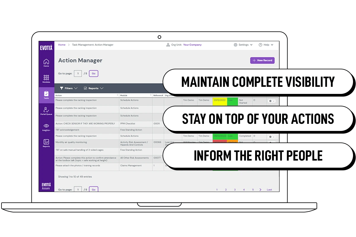 Evotix's Assure allows to manage all EHS activities