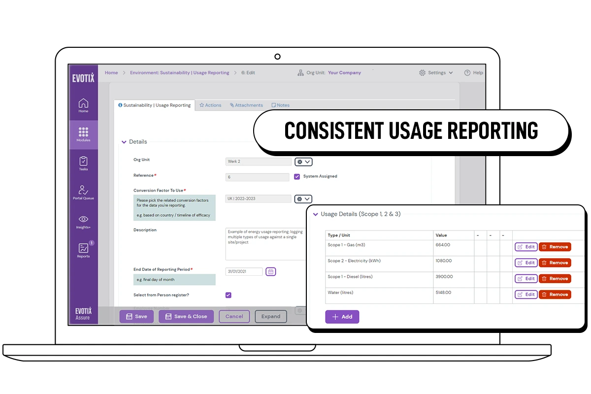 Report all ESG usage through ehs management software, Assure.