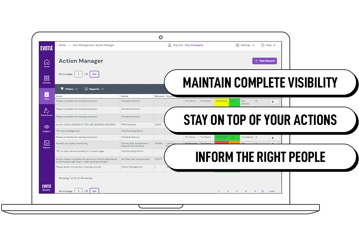 Evotix's Assure allows to manage all EHS activities