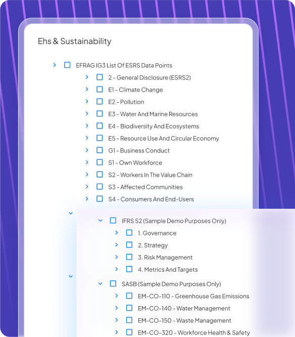 ESG framework management software features