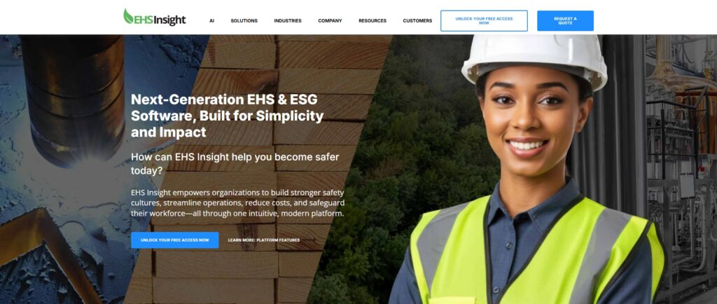 EHS Insight Home Page Screenshot