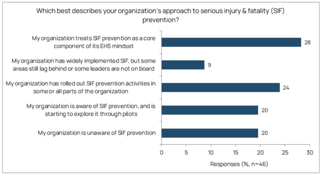 Bar graph showing organization's approach to SIF prevention