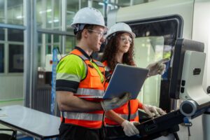 Two EHS workers on job site